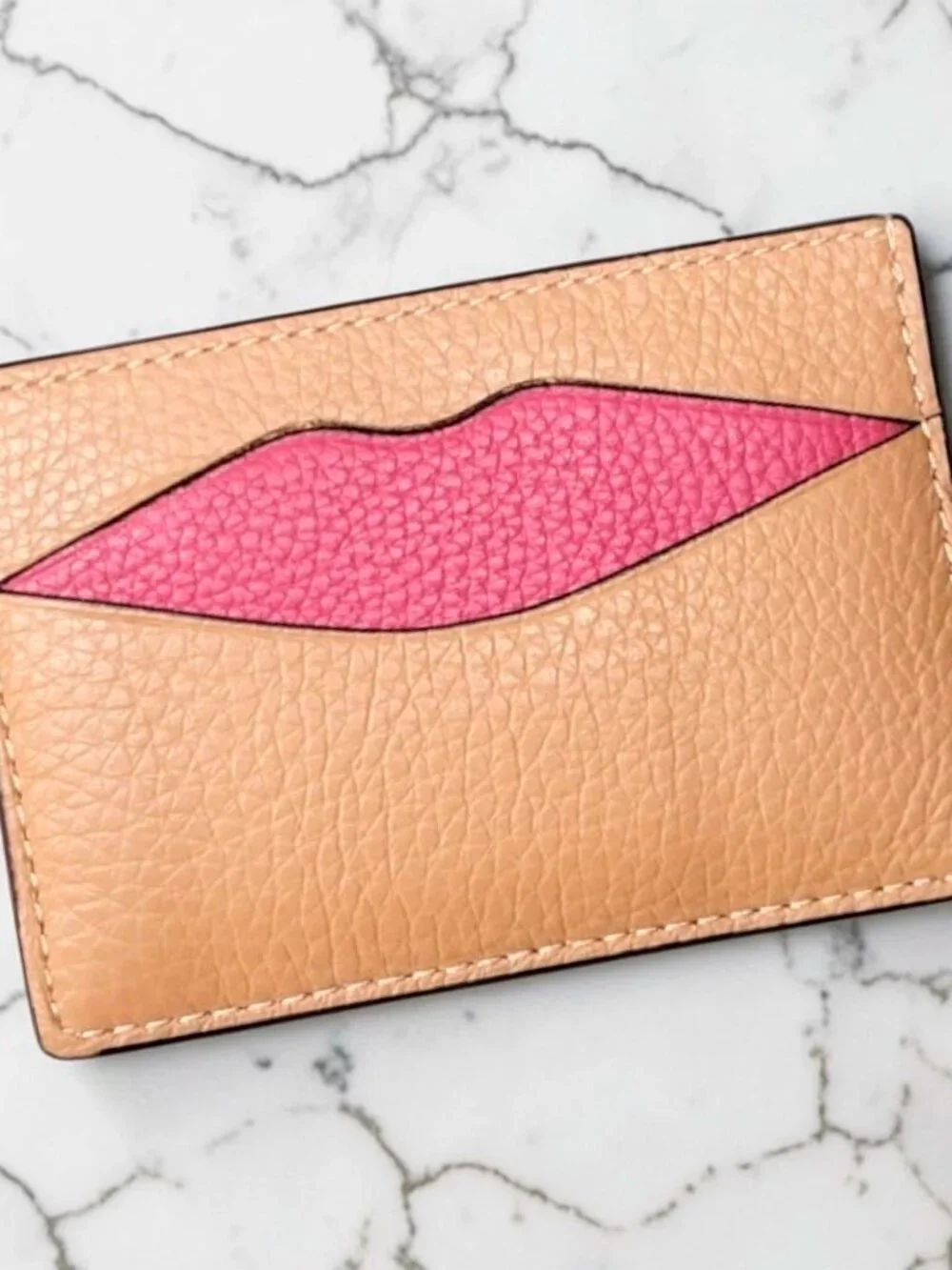 S Coach Lip Card Case in Leather Latte Multi CW926